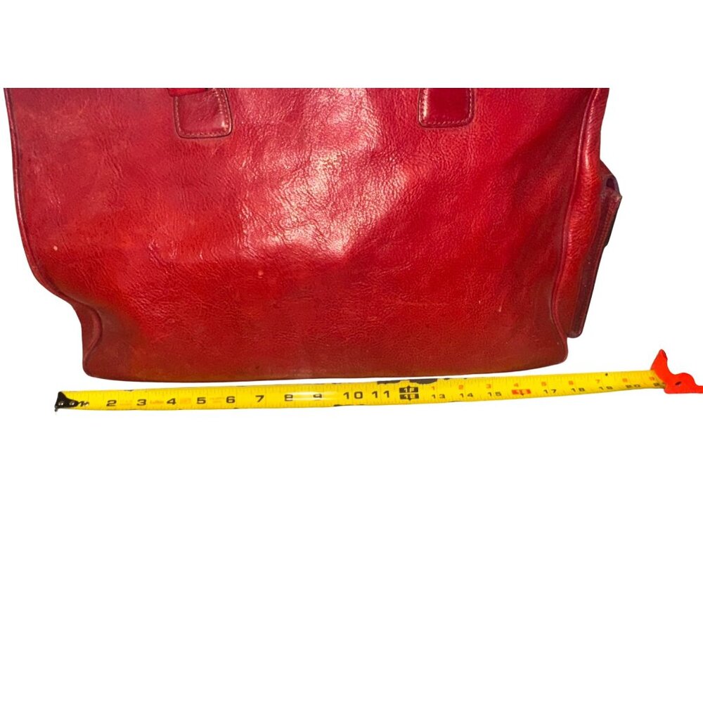 Vintage El Portal Red Leather XL Briefcase Tote Computer Bag Multi Pocket Work - Picture 6 of 16